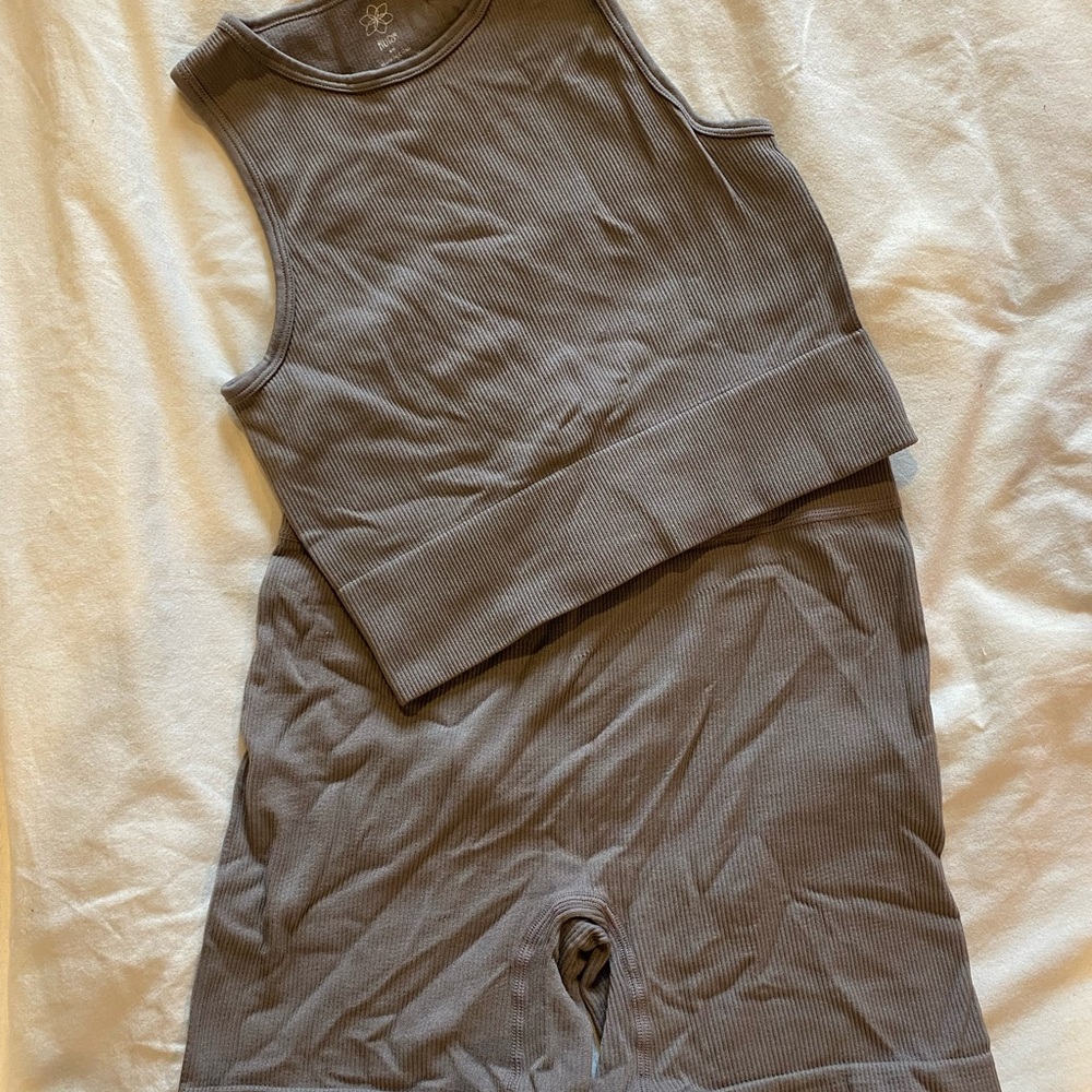 Ribbed Sleeveless Top and Shorts Set
